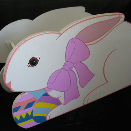 VINTAGE EASTER Sunday WOOD RABBIT BUNNY Collapsible Collapsable EGG BOX BASKET
