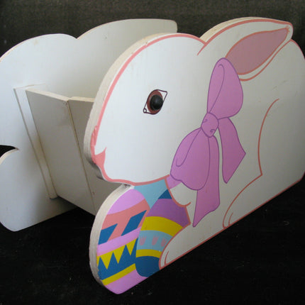 VINTAGE EASTER Sunday WOOD RABBIT BUNNY Collapsible Collapsable EGG BOX BASKET