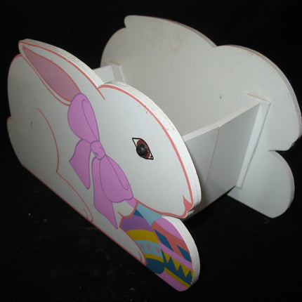 VINTAGE EASTER Sunday WOOD RABBIT BUNNY Collapsible Collapsable EGG BOX BASKET