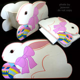 VINTAGE EASTER Sunday WOOD RABBIT BUNNY Collapsible Collapsable EGG BOX BASKET