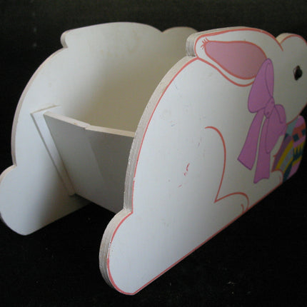 VINTAGE EASTER Sunday WOOD RABBIT BUNNY Collapsible Collapsable EGG BOX BASKET
