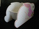 VINTAGE EASTER Sunday WOOD RABBIT BUNNY Collapsible Collapsable EGG BOX BASKET