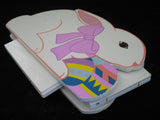 VINTAGE EASTER Sunday WOOD RABBIT BUNNY Collapsible Collapsable EGG BOX BASKET