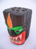 ETHNIC Tribal MONSTER FACE Sculpture WOOD WOODEN CARVED CARVING Pen Pens Pencil HOLDER HOLDERS