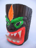 ETHNIC Tribal MONSTER FACE Sculpture WOOD WOODEN CARVED CARVING Pen Pens Pencil HOLDER HOLDERS