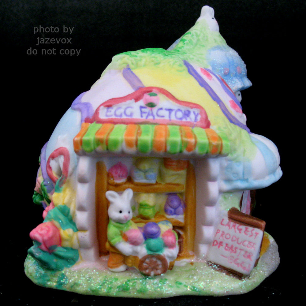 EASTER Sunday BUNNY Bunnies RABBITS EGG FACTORY HOUSE STORE Ceramic FIGURINE NEW
