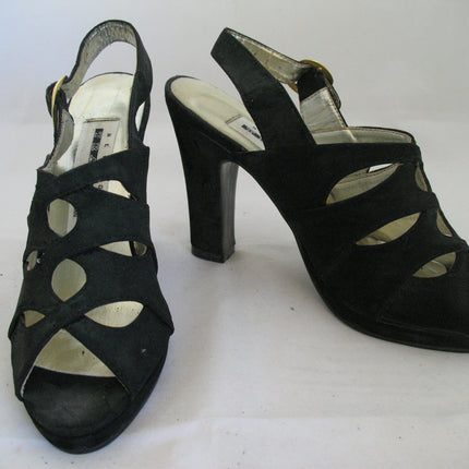 Womens shoes NEW YORK TRANSIT BLACK SLINGBACK SLINGBACKS STRAP STRAPS OPEN TOE TOES High Heels SHOE size 5-1/2 footwear foot wear fashion shoe