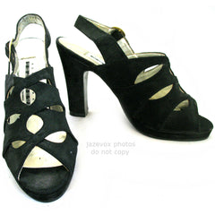 Womens shoes NEW YORK TRANSIT BLACK SLINGBACK SLINGBACKS STRAP STRAPS OPEN TOE TOES High Heels SHOE size 5-1/2 footwear foot wear fashion shoe