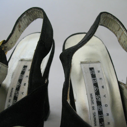 Womens Shoes NEW YORK TRANSIT BLACK SLINGBACK STRAP OPEN TOE TOES High Heels SHOE size 5-1/2