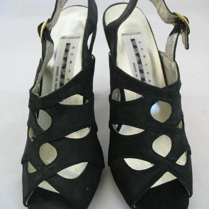 Womens shoes NEW YORK TRANSIT BLACK SLINGBACK SLINGBACKS STRAP STRAPS OPEN TOE TOES High Heels SHOE size 5-1/2 footwear foot wear fashion shoe