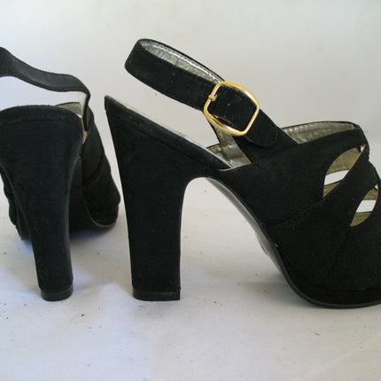 Womens shoes NEW YORK TRANSIT BLACK SLINGBACK SLINGBACKS STRAP STRAPS OPEN TOE TOES High Heels SHOE size 5-1/2 footwear foot wear fashion shoe