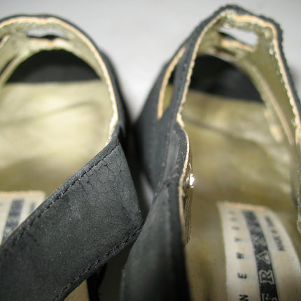Womens Shoes NEW YORK TRANSIT BLACK SLINGBACK STRAP OPEN TOE TOES High Heels SHOE size 5-1/2
