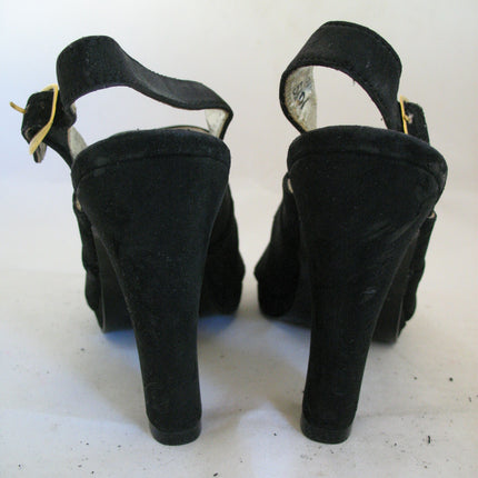 Womens Shoes NEW YORK TRANSIT BLACK SLINGBACK STRAP OPEN TOE TOES High Heels SHOE size 5-1/2
