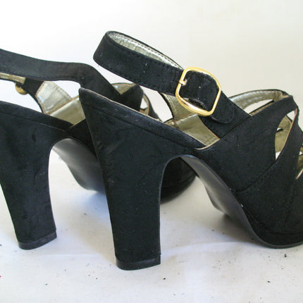 Womens shoes NEW YORK TRANSIT BLACK SLINGBACK SLINGBACKS STRAP STRAPS OPEN TOE TOES High Heels SHOE size 5-1/2 footwear foot wear fashion shoe