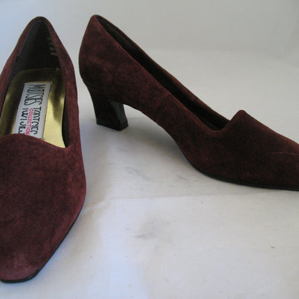 NEW Womens Shoes MOOTSIES TOOTSIES Maroon Burgundy Red SUEDE VELVET High Heels Women SHOE Footwear size 6 B