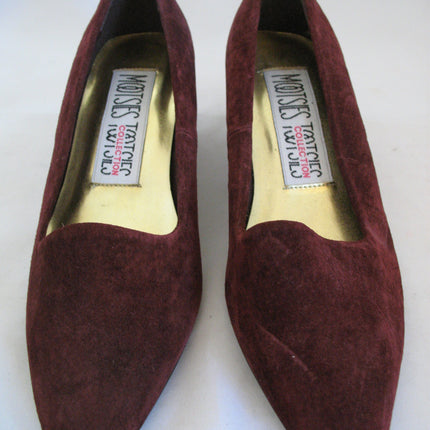 NEW Womens Shoes MOOTSIES TOOTSIES Maroon Burgundy Red SUEDE VELVET High Heels Women SHOE Footwear size 6 B
