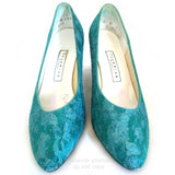 MADE in USA THOM McAN Footwear GREEN LACE Womens SHOES Classics High Heels Ladies size 5 5-1/2