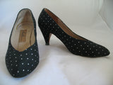 AMALFI MADE ITALY Genuine LEATHER Womens SHOES High Heels Classics Black And White Polka Dots Pattern size 6 C