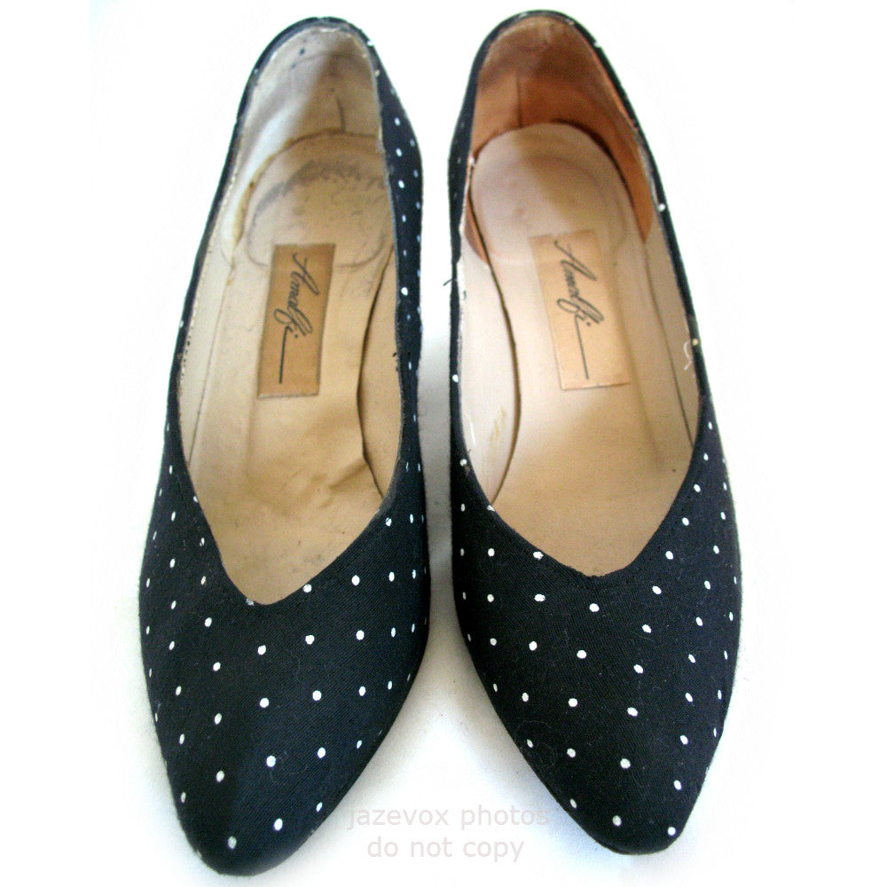 Black and white polka dot flat shoes store