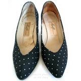 AMALFI MADE ITALY Genuine LEATHER Womens SHOES High Heels Classics Black And White Polka Dots Pattern size 6 C