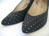 AMALFI MADE ITALY Genuine LEATHER Womens SHOES High Heels Classics Black And White Polka Dots Pattern size 6 C