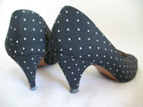 AMALFI MADE ITALY Genuine LEATHER Womens SHOES High Heels Classics Black And White Polka Dots Pattern size 6 C