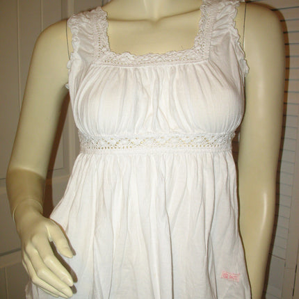 GIRLS KIDS Clothing Tops WHITE Sleeveless Empire Waist Squareneck TOP BLOUSE Junior Jr size XS XXS