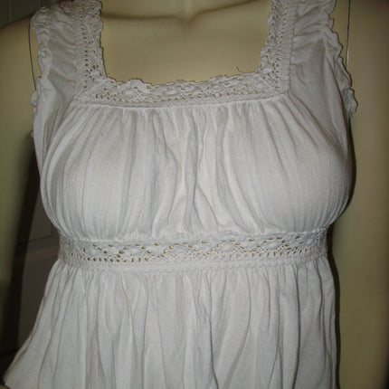 GIRLS KIDS Clothing Tops WHITE Sleeveless Empire Waist Squareneck TOP BLOUSE Junior Jr size XS XXS