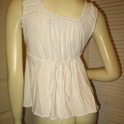 GIRLS KIDS Clothing Tops WHITE Sleeveless Empire Waist Squareneck TOP BLOUSE Junior Jr size XS XXS