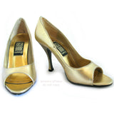 RUSH HOUR METALLIC GOLD Women Ladies Open Toe 3-1/2 in HIGH HEELS Womens SHOES size 5.5 - 6