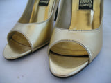 RUSH HOUR METALLIC GOLD Women Ladies Open Toe 3-1/2 in HIGH HEELS Womens SHOES size 5.5 - 6
