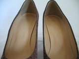 Womens Shoes BROWN ANIMAL PRINT PATTERN Made SPAIN Womens Ladies 3-1/8in HIGH HEELS SHOES size 6 B