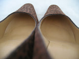 Womens Shoes BROWN ANIMAL PRINT PATTERN Made SPAIN Womens Ladies 3-1/8in HIGH HEELS SHOES size 6 B