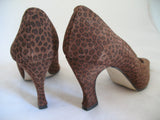 Womens Shoes BROWN ANIMAL PRINT PATTERN Made SPAIN Womens Ladies 3-1/8in HIGH HEELS SHOES size 6 B