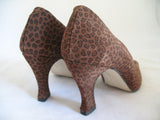 Womens Shoes BROWN ANIMAL PRINT PATTERN Made SPAIN Womens Ladies 3-1/8in HIGH HEELS SHOES size 6 B