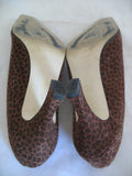 Womens Shoes BROWN ANIMAL PRINT PATTERN Made SPAIN Womens Ladies 3-1/8in HIGH HEELS SHOES size 6 B