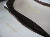 Womens Shoes BROWN ANIMAL PRINT PATTERN Made SPAIN Womens Ladies 3-1/8in HIGH HEELS SHOES size 6 B