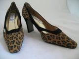 New Vintage 80s 90s Amanda Womens Shoes Block High Heels Leopard Animal Print Size 6 M
