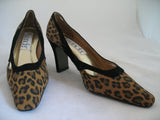 New Vintage 80s 90s Amanda Womens Shoes Block High Heels Leopard Animal Print Size 6 M