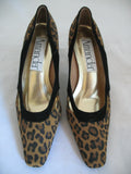 New Vintage 80s 90s Amanda Womens Shoes Block High Heels Leopard Animal Print Size 6 M
