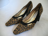 New Vintage 80s 90s Amanda Womens Shoes Block High Heels Leopard Animal Print Size 6 M