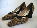 New Vintage 80s 90s Amanda Womens Shoes Block High Heels Leopard Animal Print Size 6 M