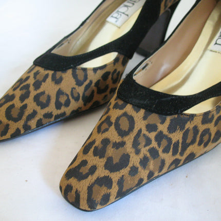 New Vintage 80s 90s Amanda Womens Shoes Block High Heels Leopard Animal Print Size 6 M