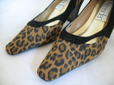 New Vintage 80s 90s Amanda Womens Shoes Block High Heels Leopard Animal Print Size 6 M