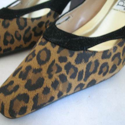 New Vintage 80s 90s Amanda Womens Shoes Block High Heels Leopard Animal Print Size 6 M