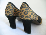 New Vintage 80s 90s Amanda Womens Shoes Block High Heels Leopard Animal Print Size 6 M