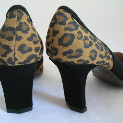 New Vintage 80s 90s Amanda Womens Shoes Block High Heels Leopard Animal Print Size 6 M