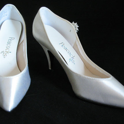 New Vintage Y2K 90s Peacocks Womens Pump Shoes High Heels Made USA Cream White
