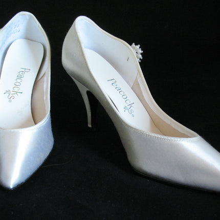 New Vintage Y2K 90s Peacocks Womens Pump Shoes High Heels Made USA Cream White