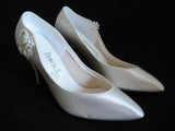 NEW USA MADE SHINY CREAM WHITE Women HIGH HEELS SHOES Sequins Beads sz 5-1/2 B